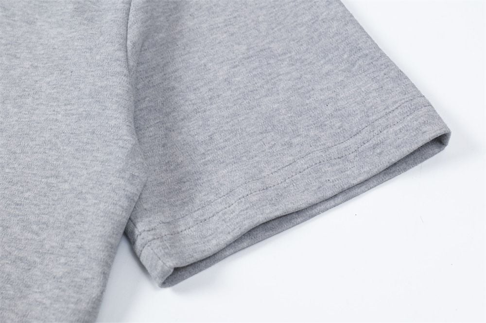 European and American INS trendy loose half-button crew neck short-sleeve T-shirt