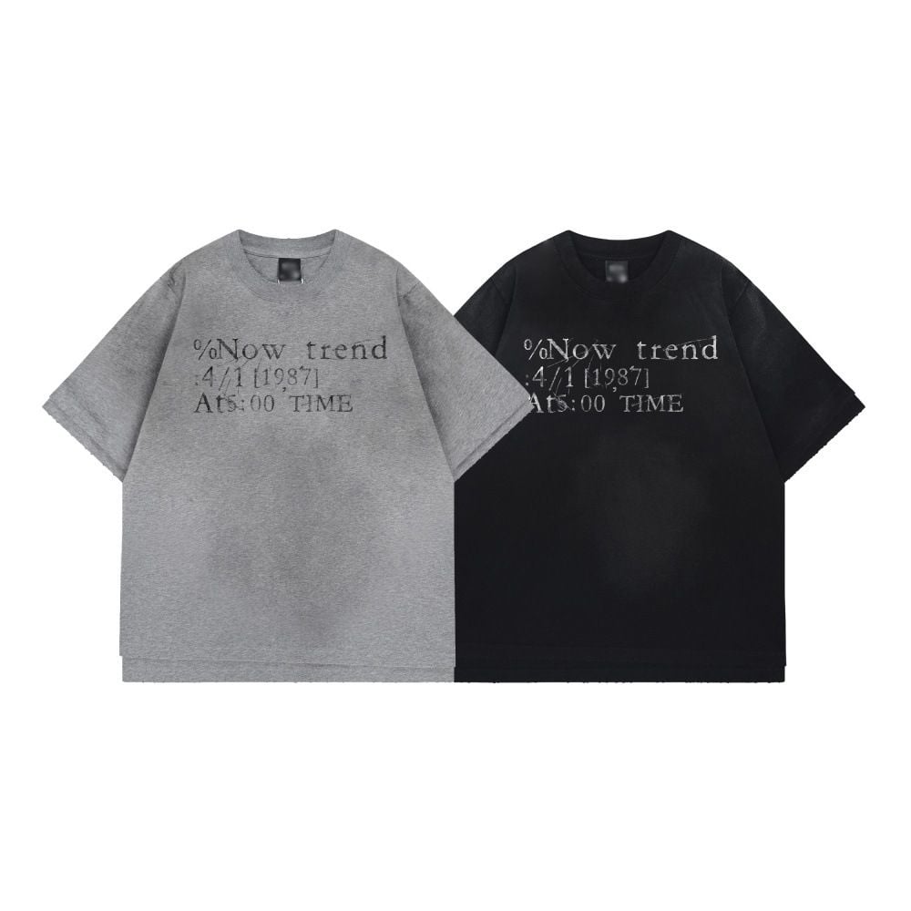 Men's double-layer fake two-piece letter print short-sleeve T-shirt