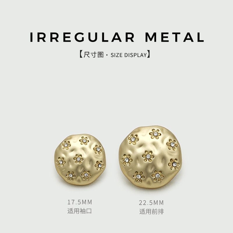 Matte metal button, irregular round flower shape