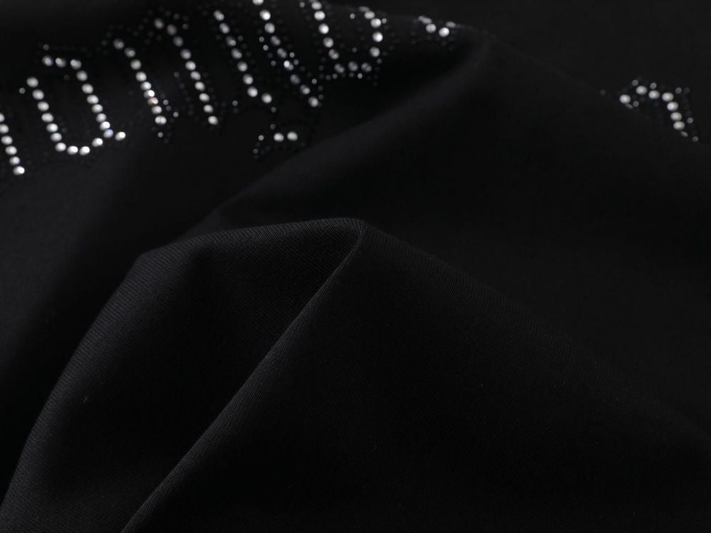 Men's summer loose short-sleeve T-shirt with rhinestone letter print