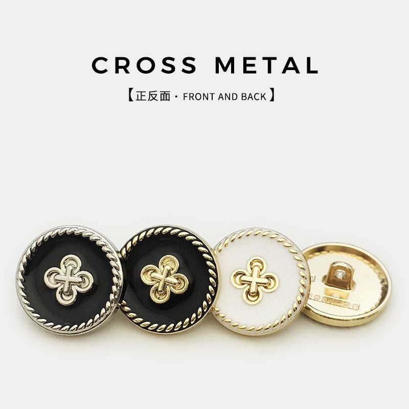 Round Metal Button with Four-Leaf Clover