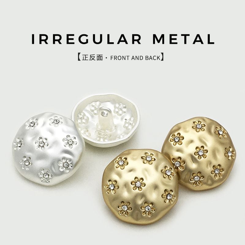 Matte metal button, irregular round flower shape
