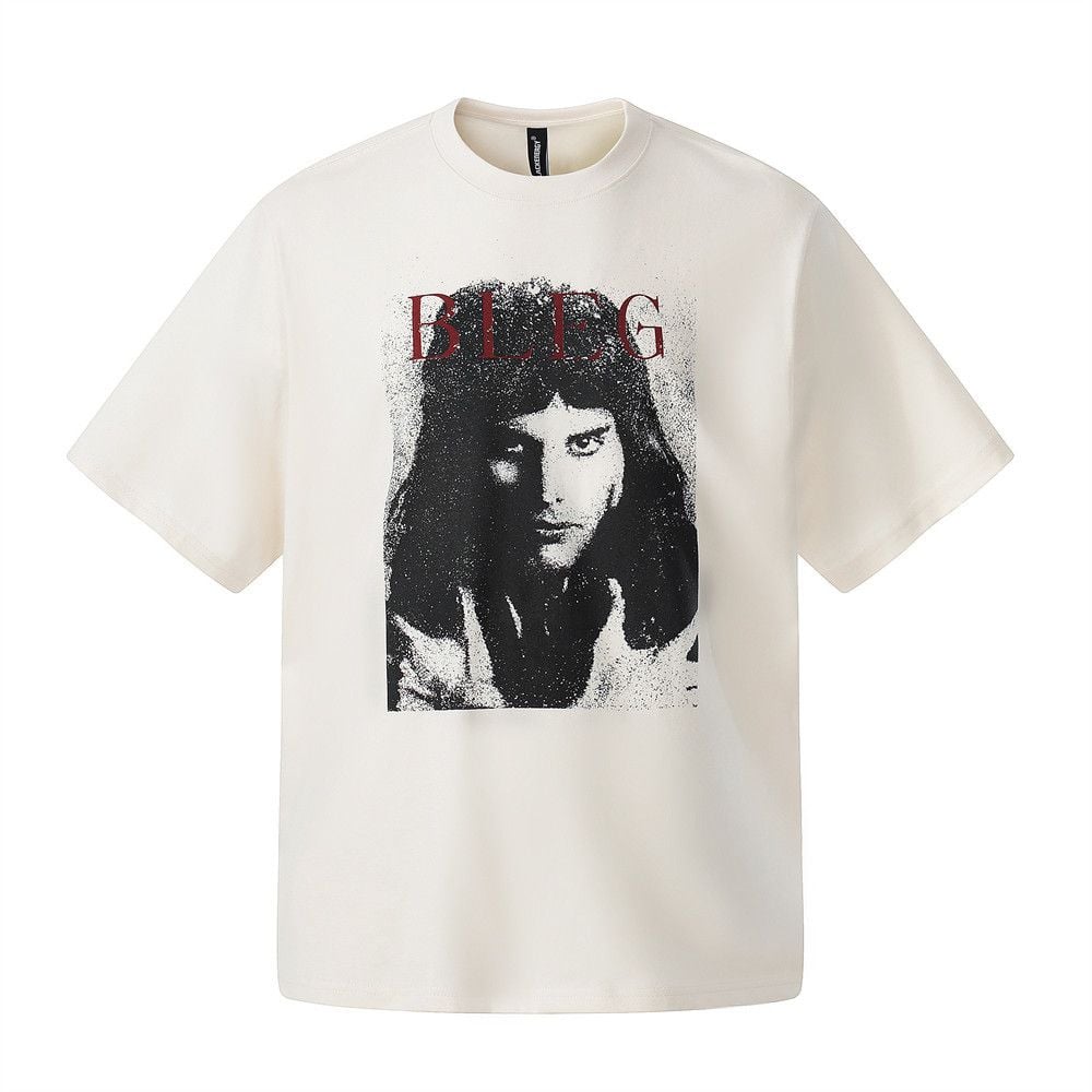 American Vintage Portrait Print Cotton Tee For Men