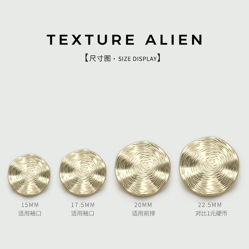 Vintage irregular texture lotus-shaped metal hand-sewn button