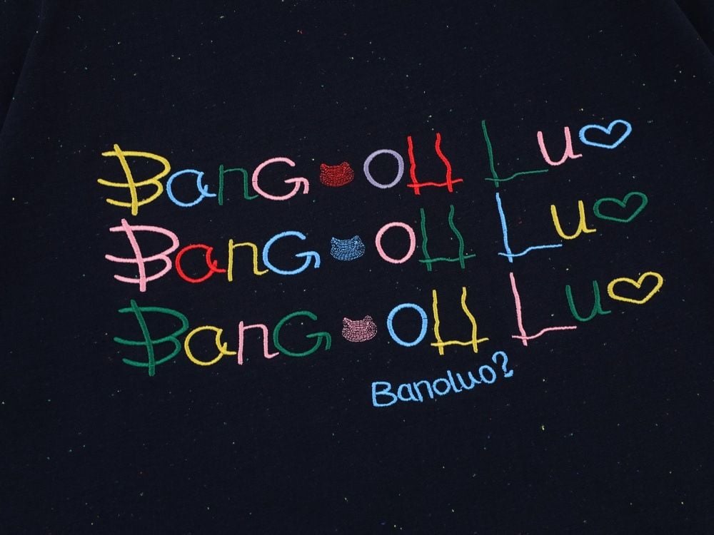 Men's American style creative letter embroidery short-sleeve T-shirt