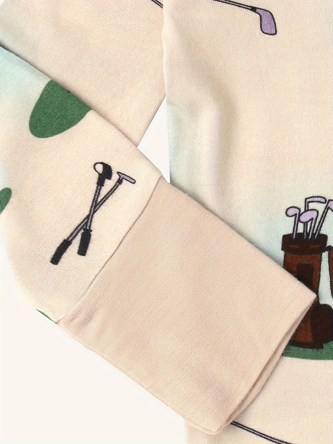 Bamboo Fiber Baby Golf Digital Print Zip-up Romper with Fold-over Footies