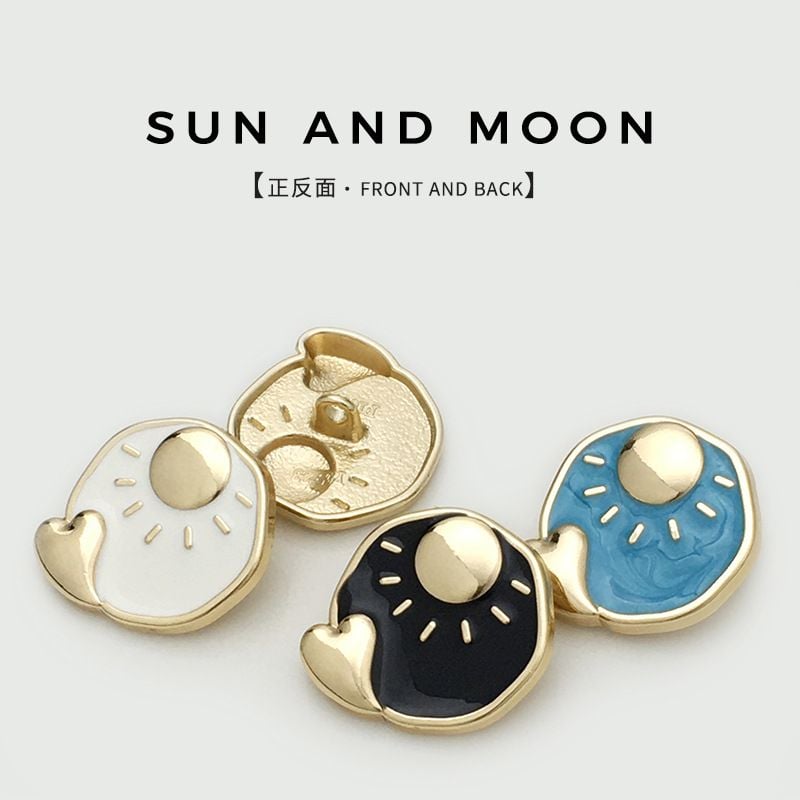 Premium irregular metal sun moon heart buttons