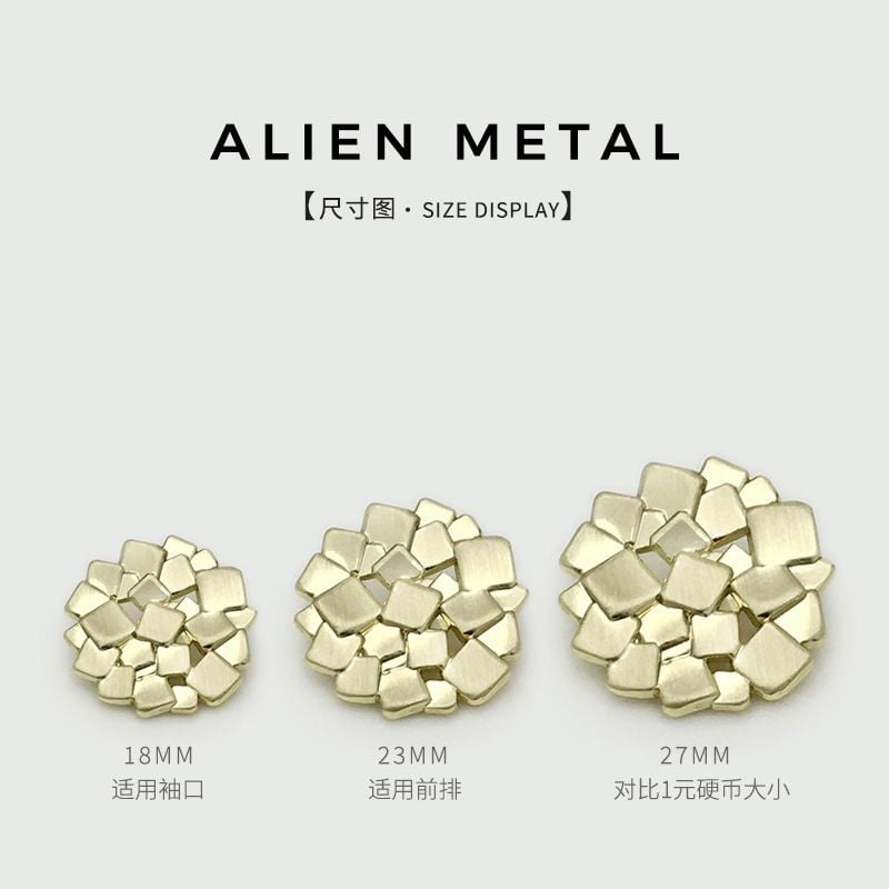 Unique irregular square hollow metal button