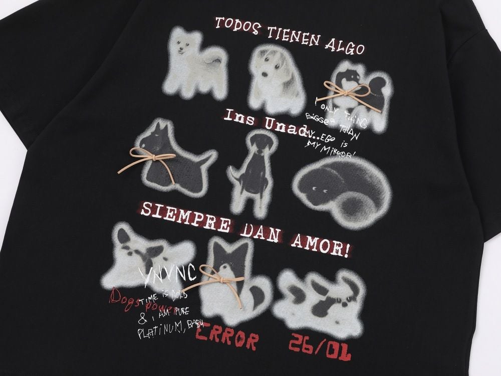 Men's casual short-sleeve T-shirt with animal cartoon print