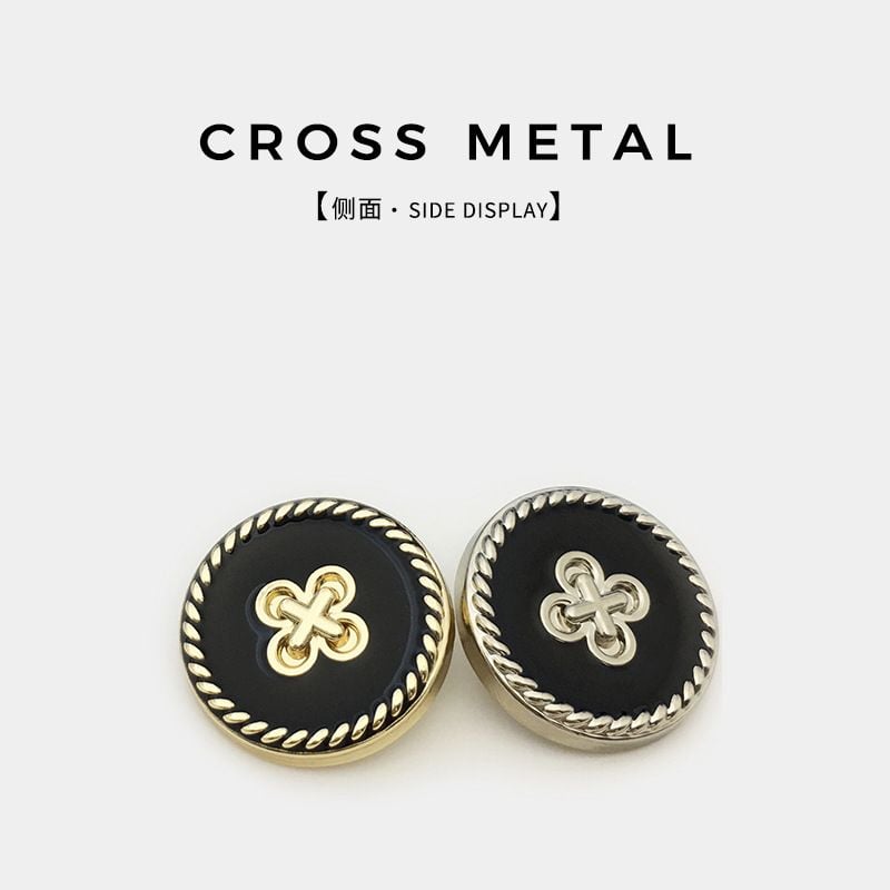 Round Metal Button with Four-Leaf Clover