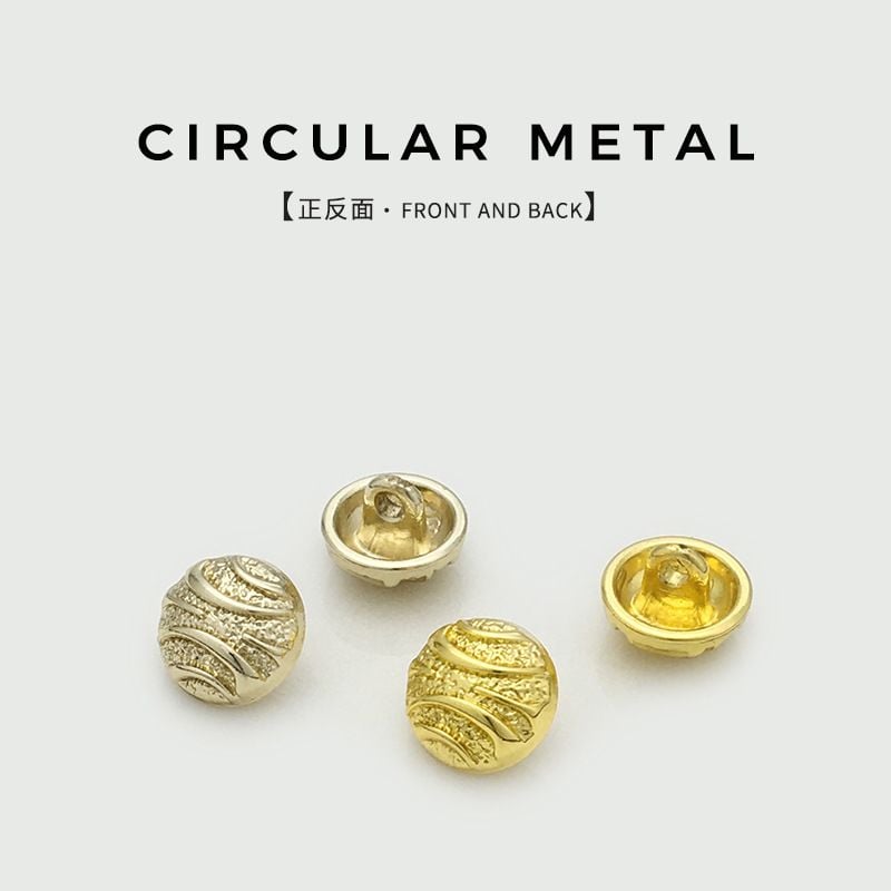 Premium Metal Buttons, Circular, Concave-Convex Texture