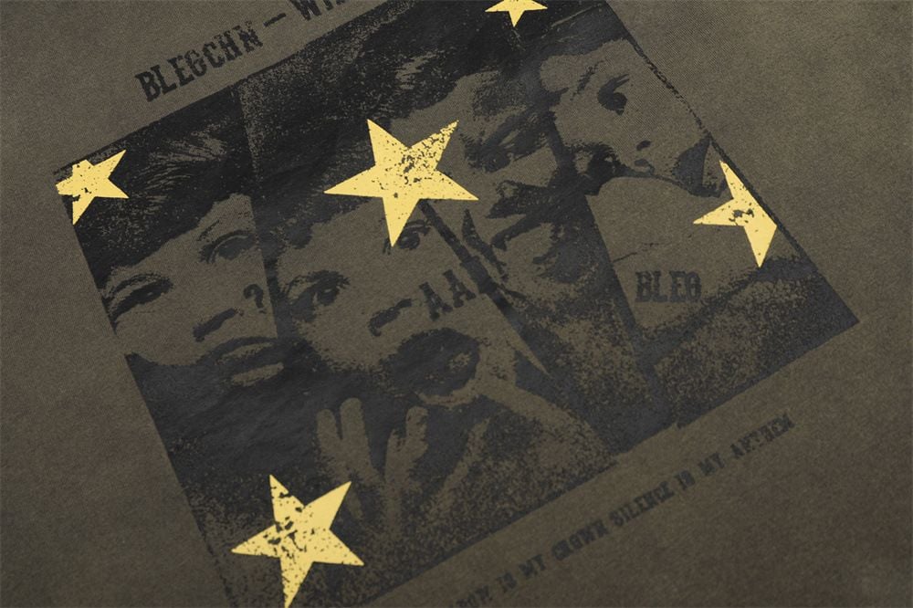 Men's Vintage Gradient Tie Dye Figure Print Tee