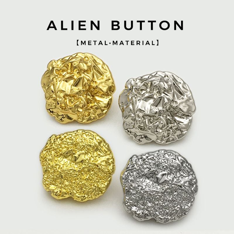 Irregular textured wrinkle metal button