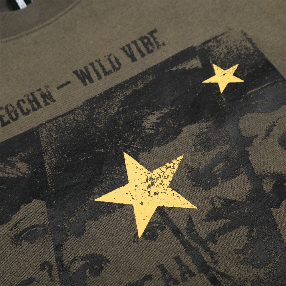 Men's Vintage Gradient Tie Dye Figure Print Tee