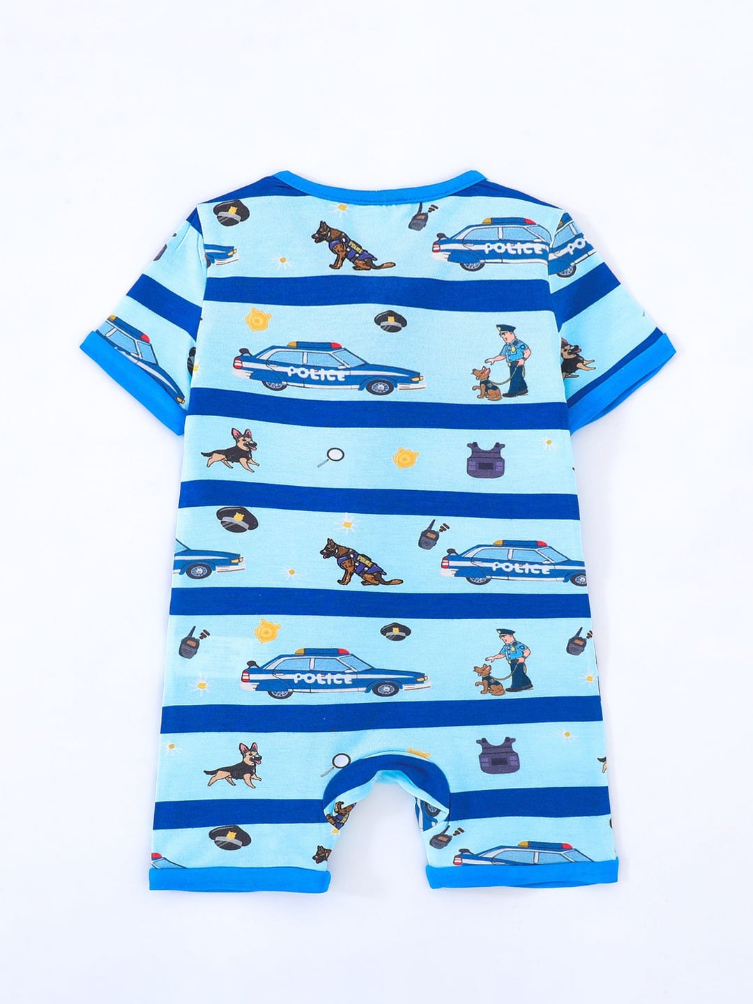 Bamboo Fiber Baby Romper, Striped Print, Short Sleeve & Short Leg