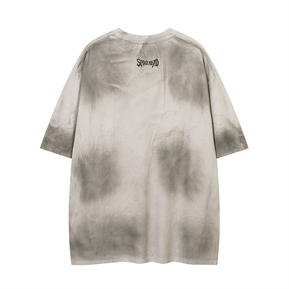 Men's tie-dye color-block short-sleeve T-shirt