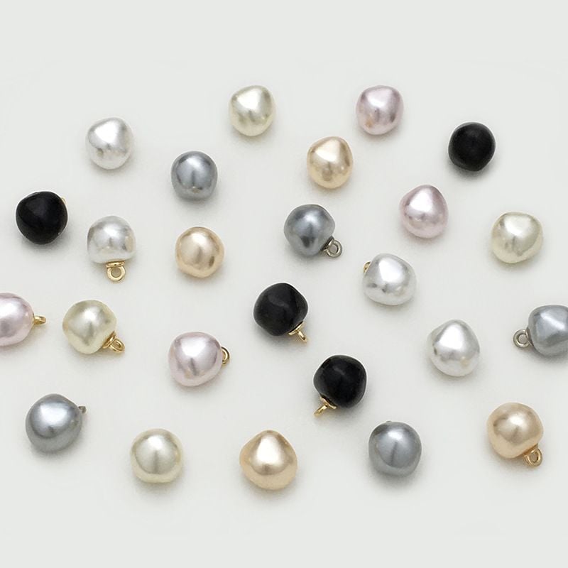 White irregular pearl metal button, minimalist style