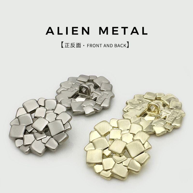 Unique irregular square hollow metal button