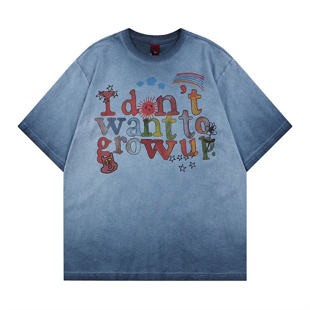Men's ins vintage T-shirt with graffiti letter print