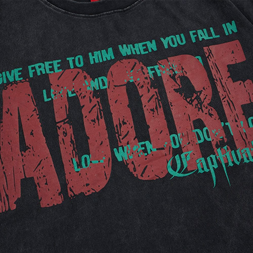 Vintage Letter Print Cotton Short-Sleeve T-Shirt, Ins Streetwear