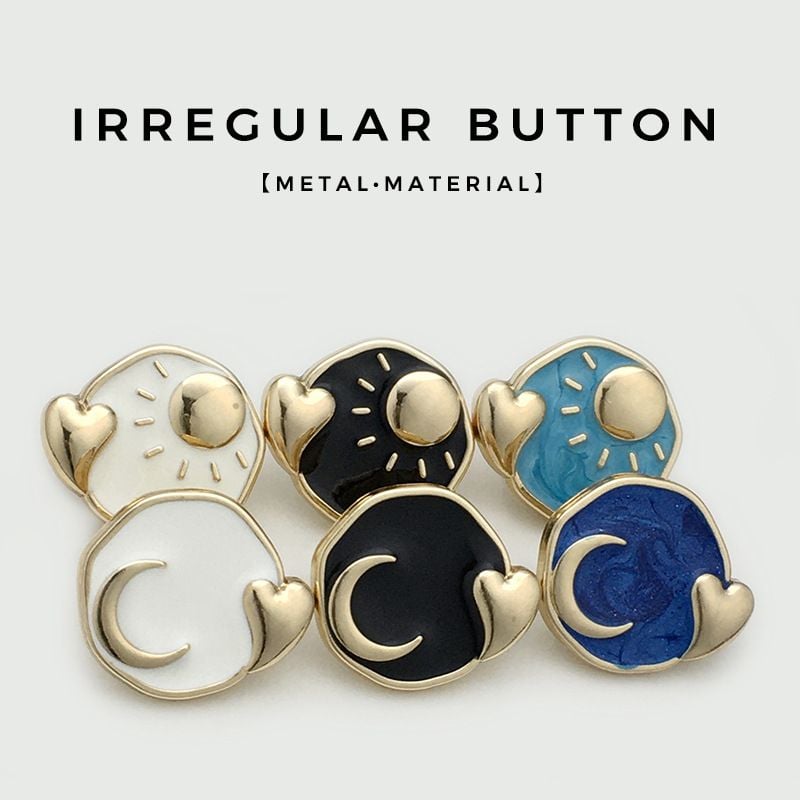 Premium irregular metal sun moon heart buttons