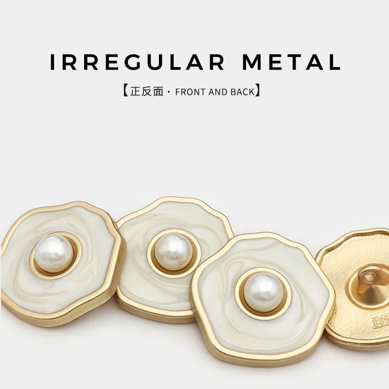 Premium irregular shaped pearl button with gold border