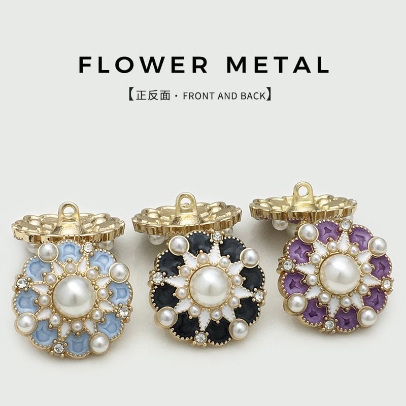 Chinese style flower-shaped metal button with enamel, versatile
