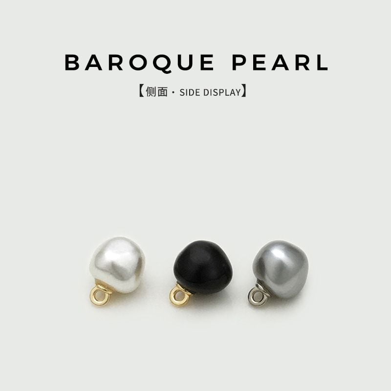 White irregular pearl metal button, minimalist style