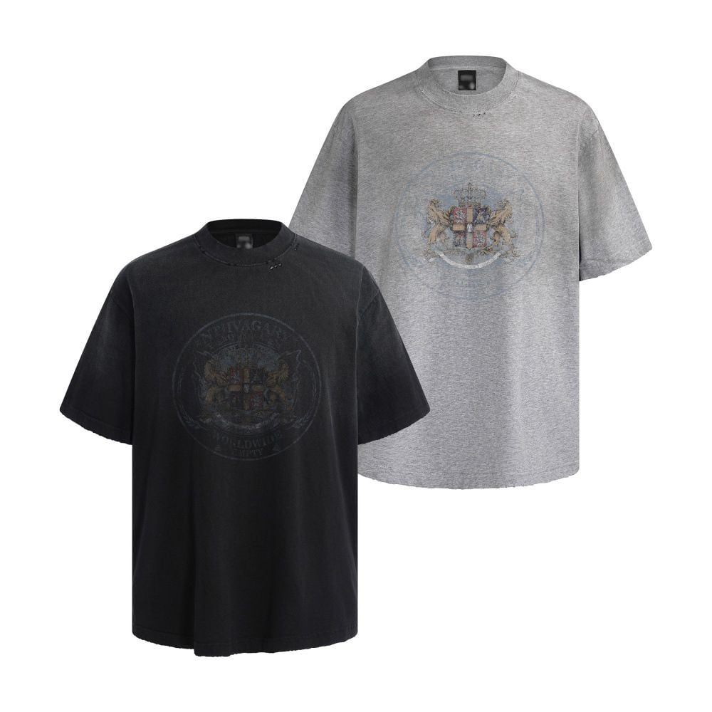 Men's summer American retro animal print short-sleeve T-shirt