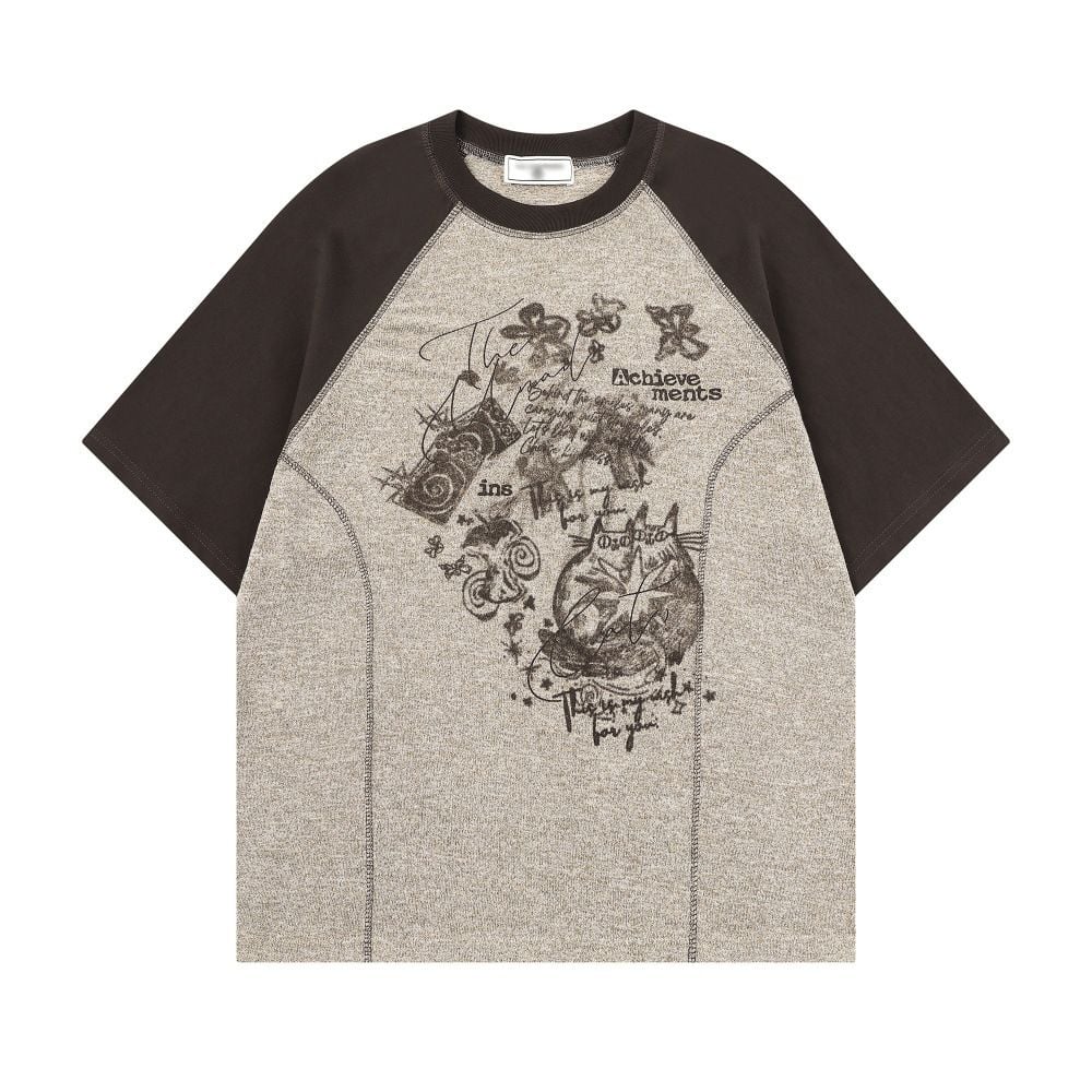 Men's color-block raglan short-sleeve T-shirt