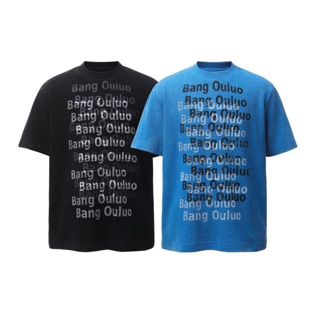 Trendy brand letter print short-sleeve T-shirt for men