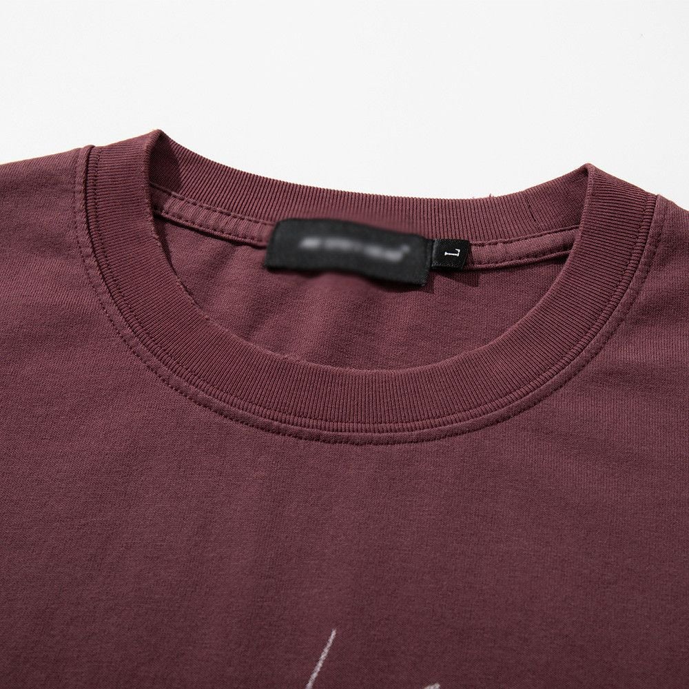 Men's vintage punk washed cotton printed short-sleeve T-shirt for summer