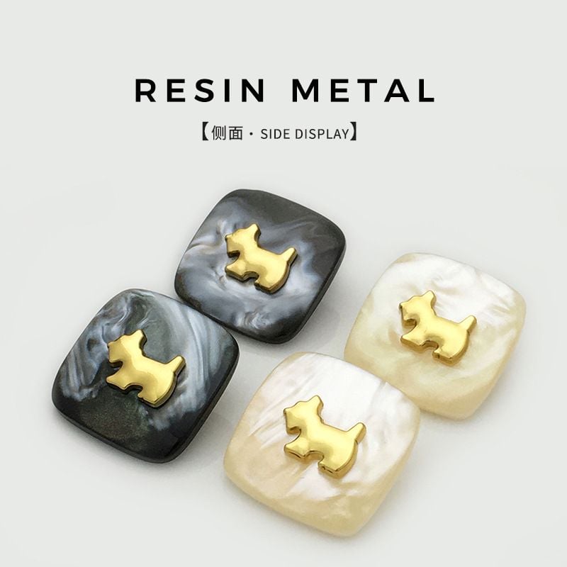 Cute Puppy Metal & Resin Dual-Material Square Buttons
