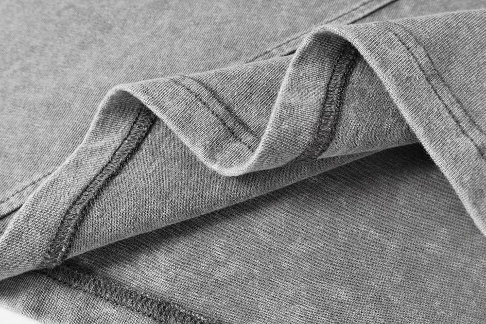 Men's Heavyweight Washed Vintage Collared Short Sleeve T-Shirt, Irregular Layered Design