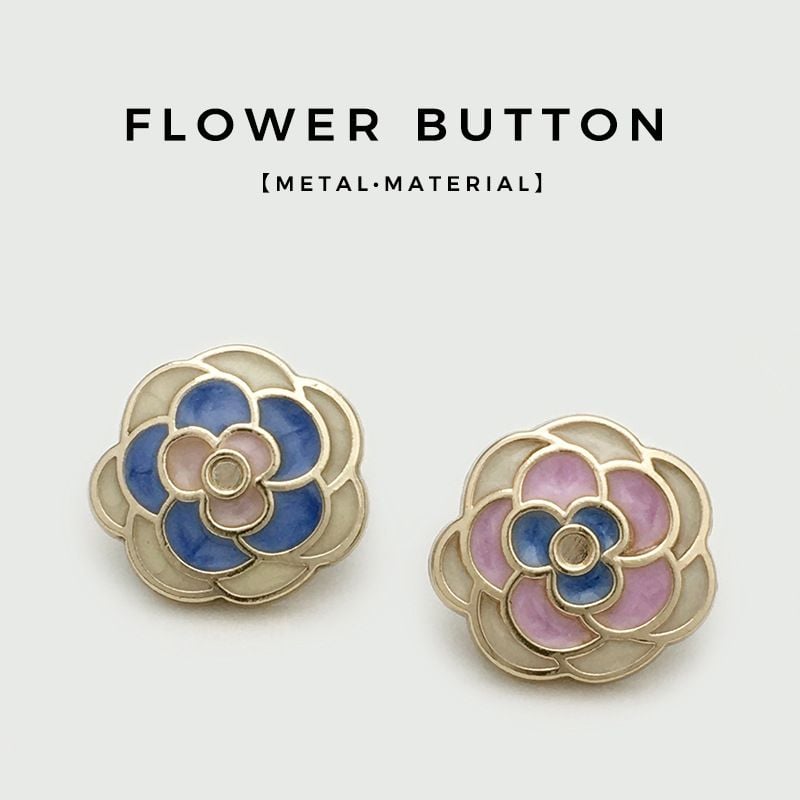 3D flower-shaped enamel metal button
