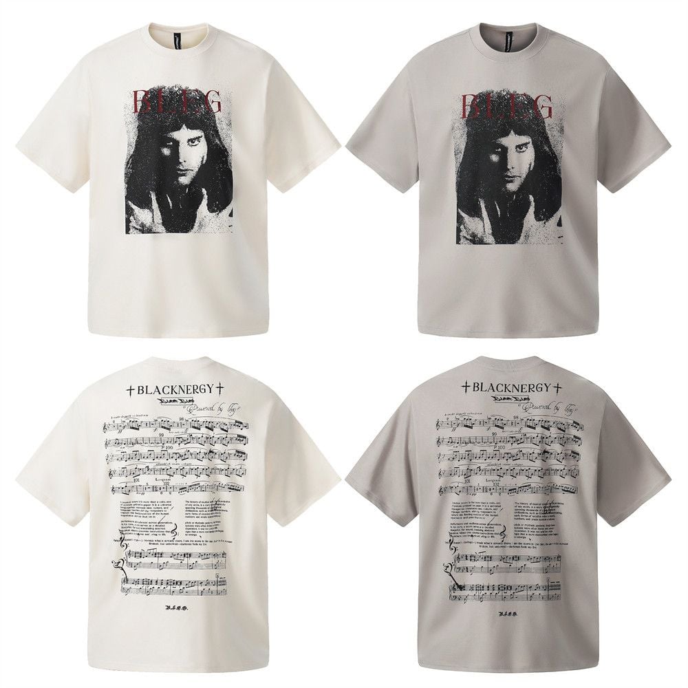 American Vintage Portrait Print Cotton Tee For Men