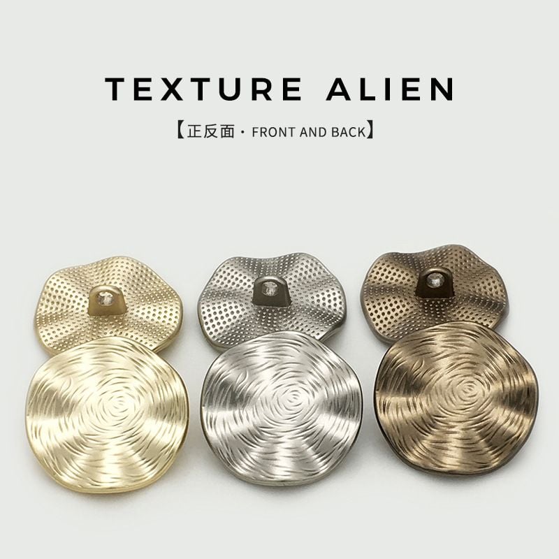 Vintage irregular texture lotus-shaped metal hand-sewn button