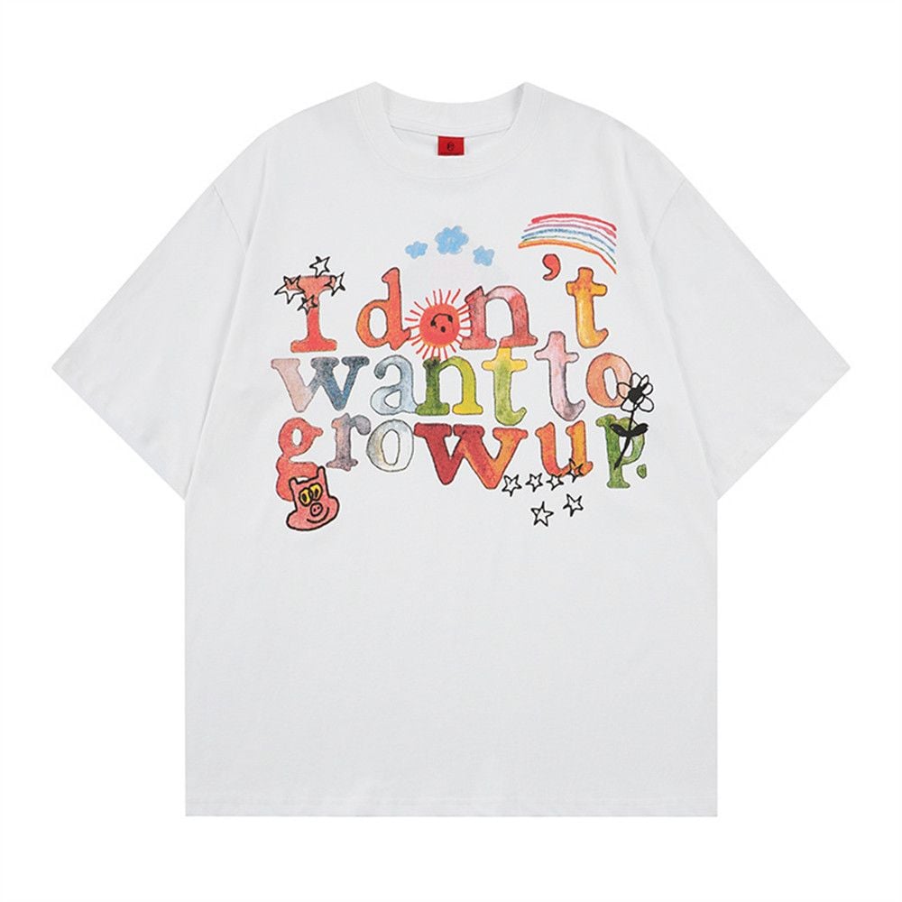 Men's ins vintage T-shirt with graffiti letter print