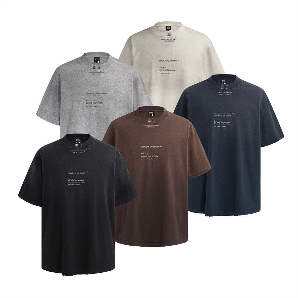 Men's vintage tie-dye distressed casual short sleeve tee