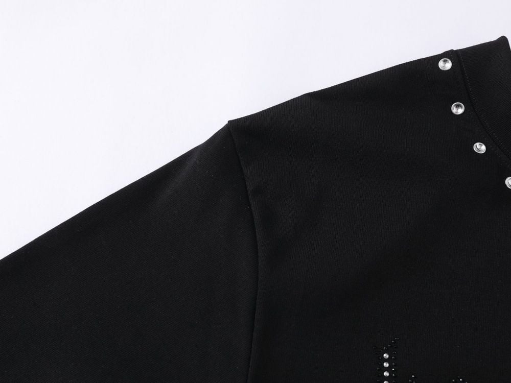 Men's summer loose short-sleeve T-shirt with rhinestone letter print