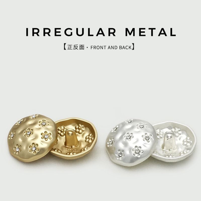 Matte metal button, irregular round flower shape