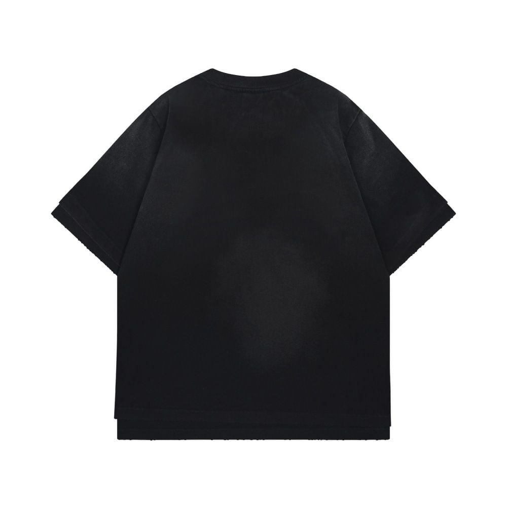 Men's double-layer fake two-piece letter print short-sleeve T-shirt