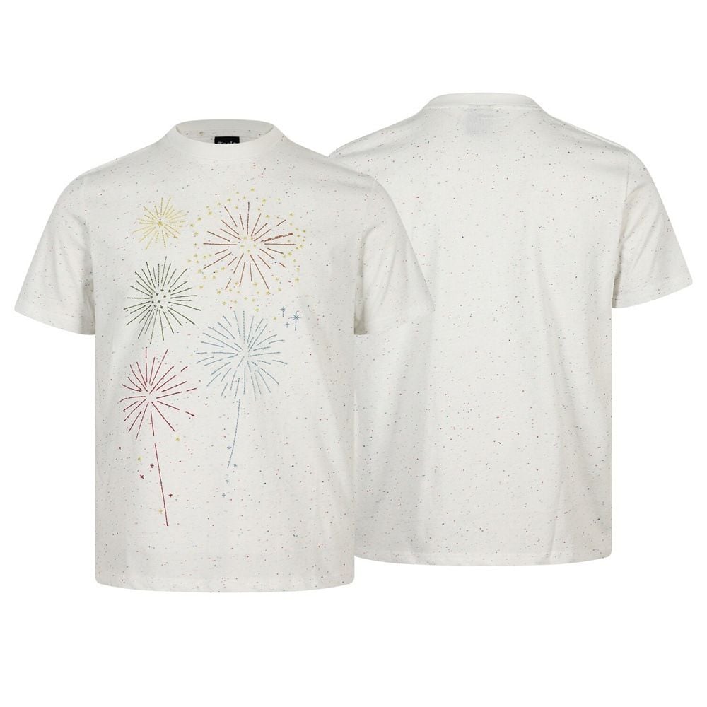 Men's casual short-sleeve T-shirt with firework embroidery design