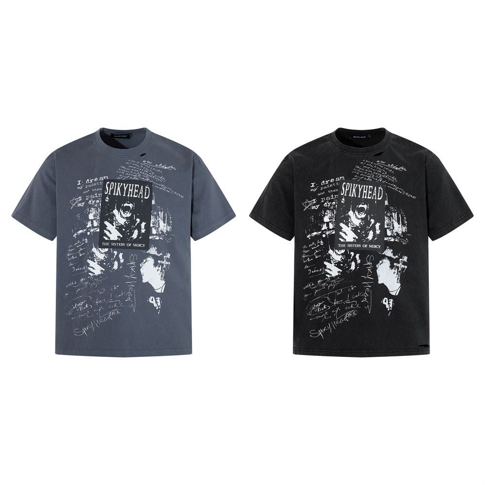 Men's cotton loose graffiti short-sleeve T-shirt for summer