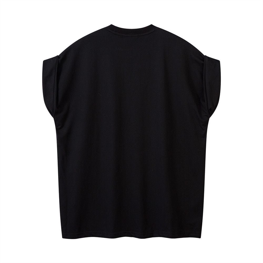 Men's letter print rolled-cuff short-sleeve T-shirt