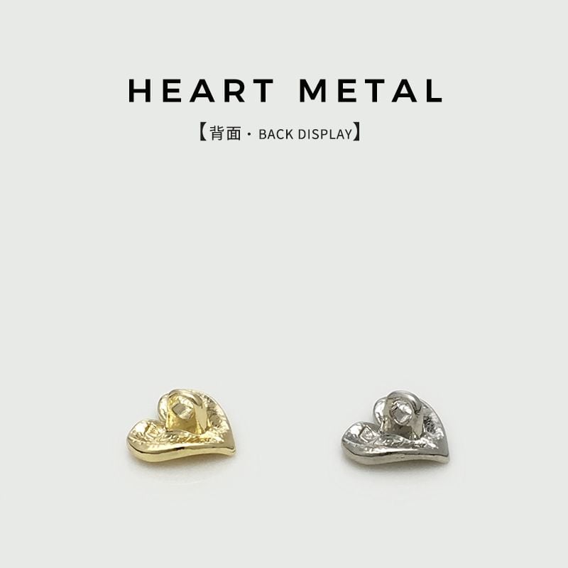 Embossed heart-shaped metal button