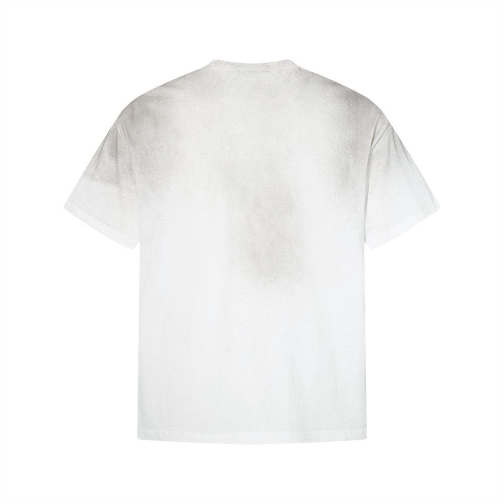 Men's Spray Dye Gradient Dirty-Wash Short Sleeve T-Shirt, Punk Letter Print