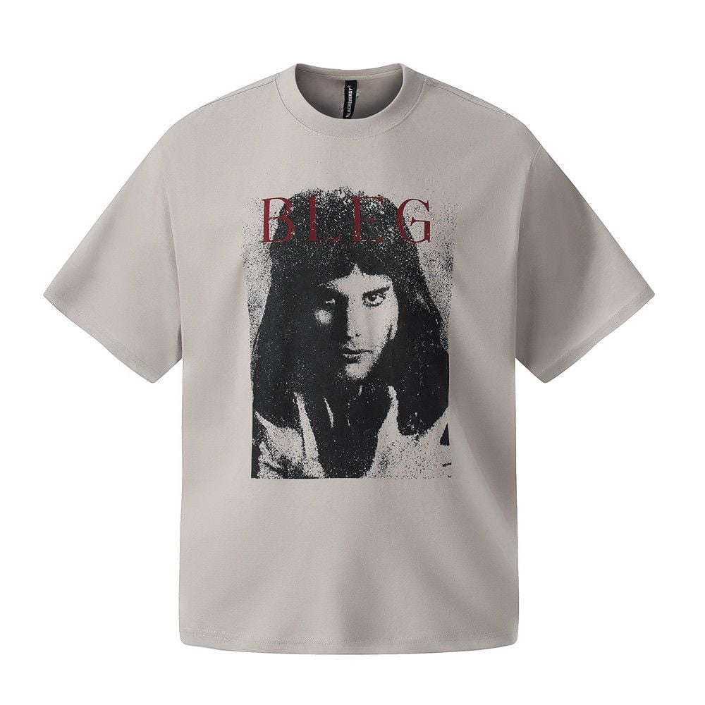 American Vintage Portrait Print Cotton Tee For Men