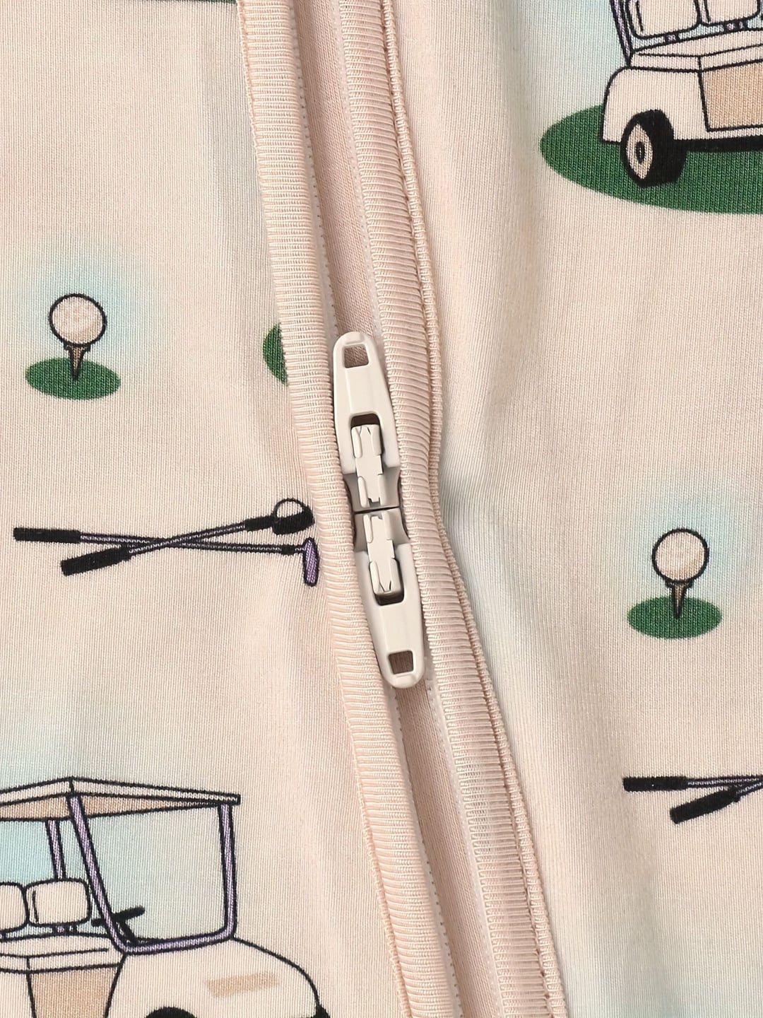 Bamboo Fiber Baby Golf Digital Print Zip-up Romper with Fold-over Footies