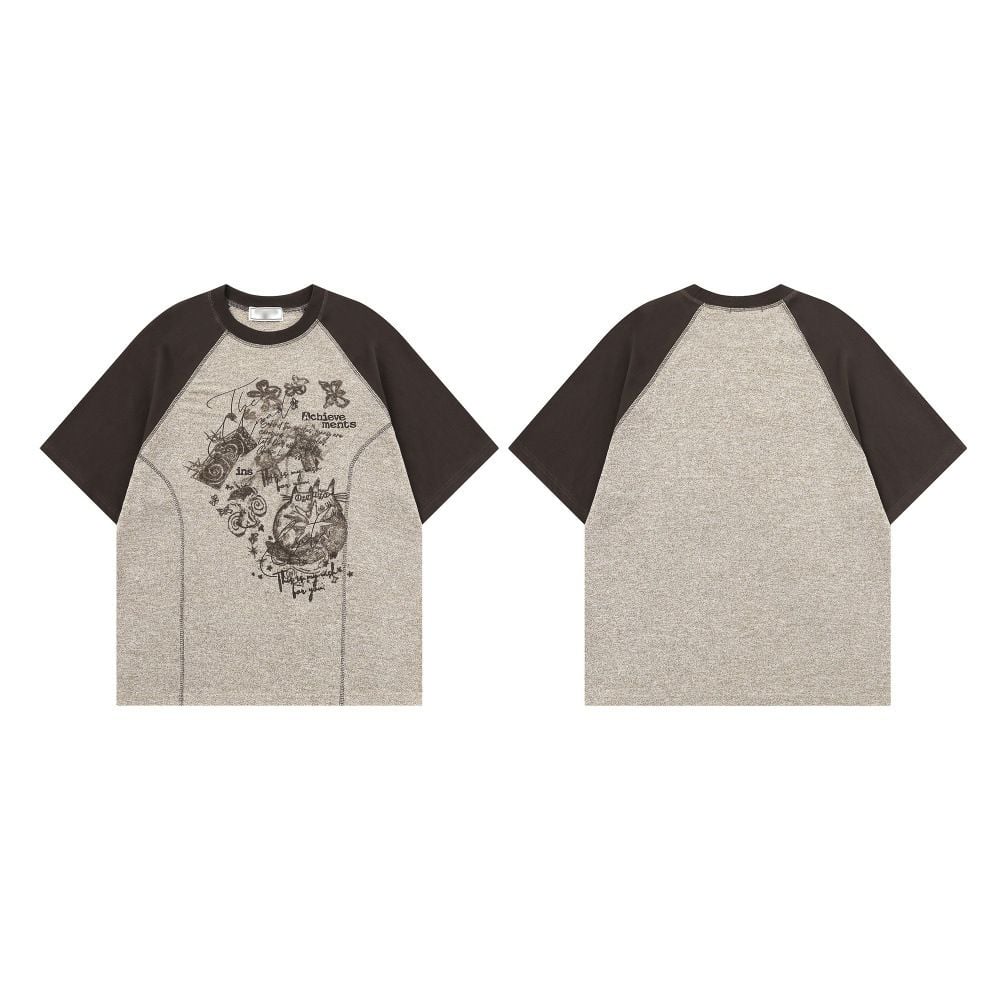 Men's color-block raglan short-sleeve T-shirt